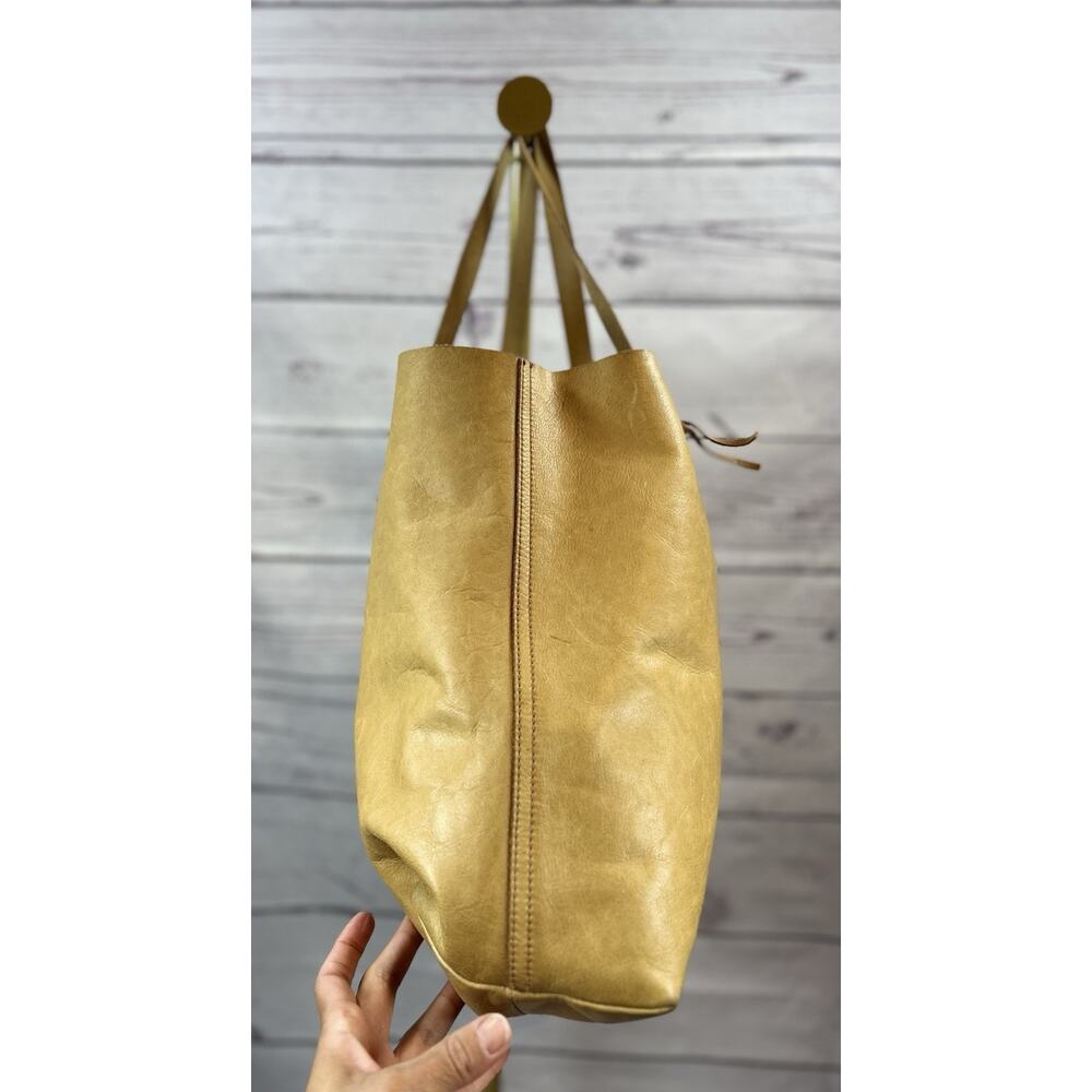 Madewell Tan Leather Large Tote Bag Minimalist Shopper Shoulder Purse - Picture 4 of 9